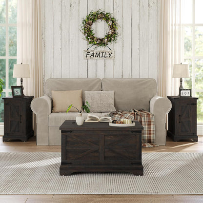 Square Coffee Table with Storage Farmhouse Coffee Table with Lifting Top Modern Wood Center Table for Living Room Home Office, Dark Brown