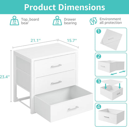 Closet Drawers White 3 Drawer Dresser for Closet Organizers and Storage Bedroom Dorm Modern