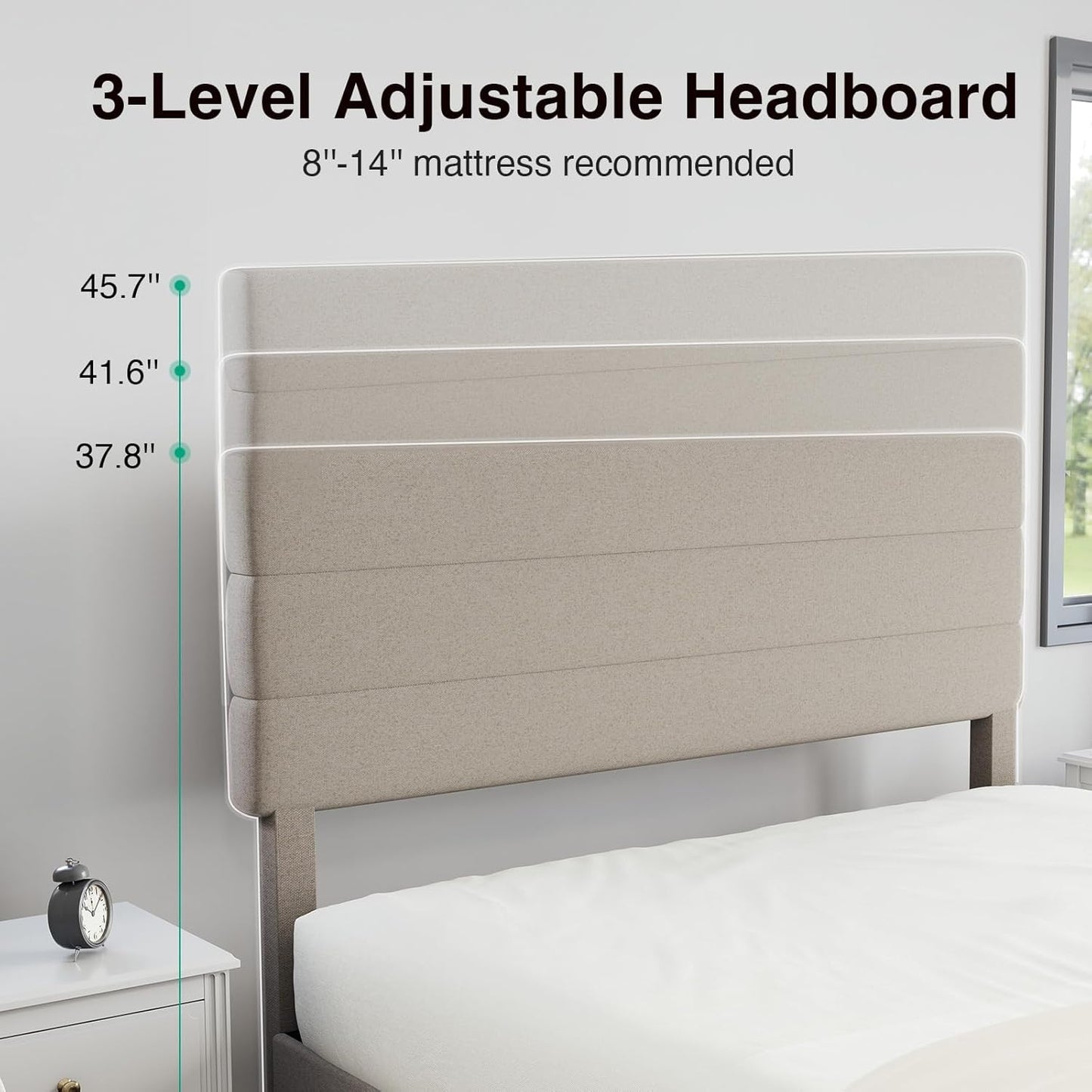 Full Size Bed Frame with Headboard, Full Bed Frame with Wooden Slats Support, Velvet Upholstered Stripe Headboard, No Box Spring Needed, Heavy Duty Feet, Easy Assembly, Black Velvet