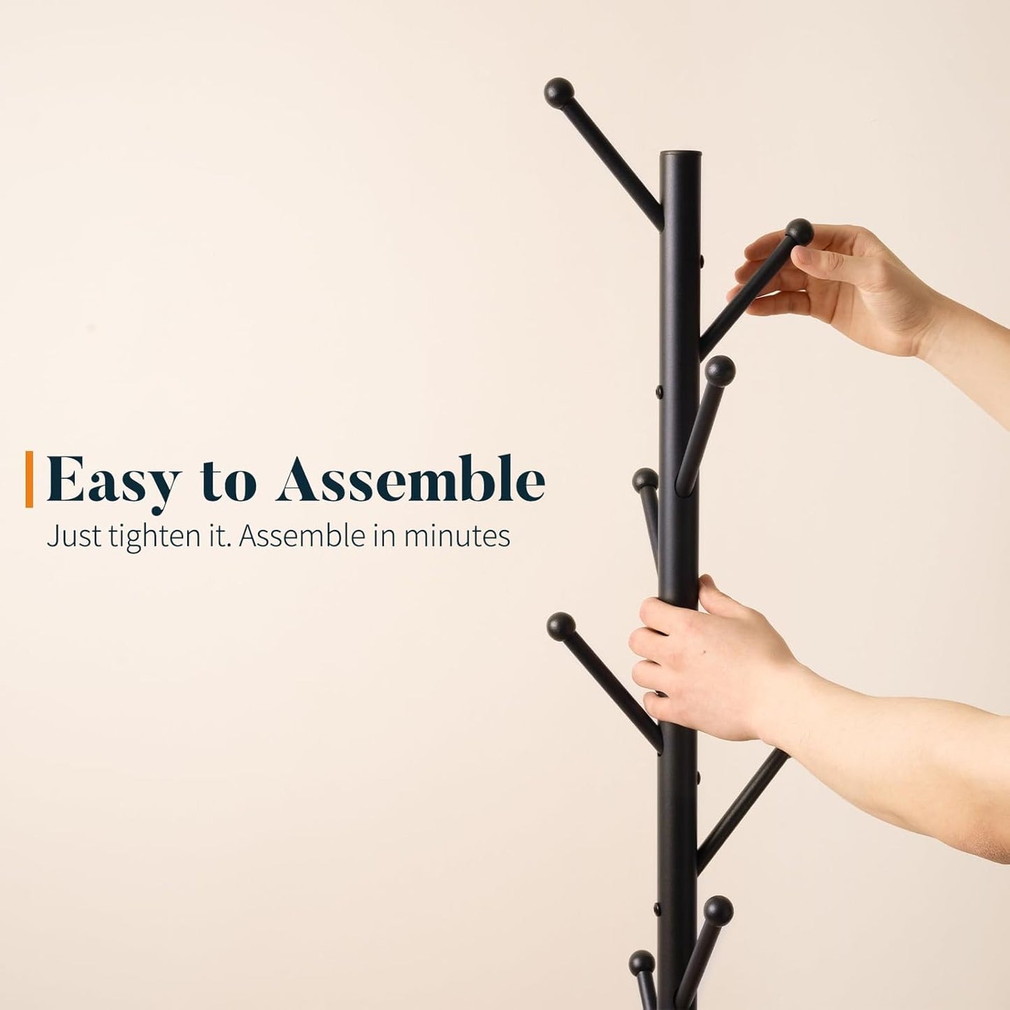 Coat Rack Freestanding with Natural Marble Base - Coat Tree with 8 Hooks Heavy Duty Coat Hanger Stand, Metal Coat Rack Stand for Jacket, Hat, Clothes & Bag, Hall Tree Hat Rack for Entryway