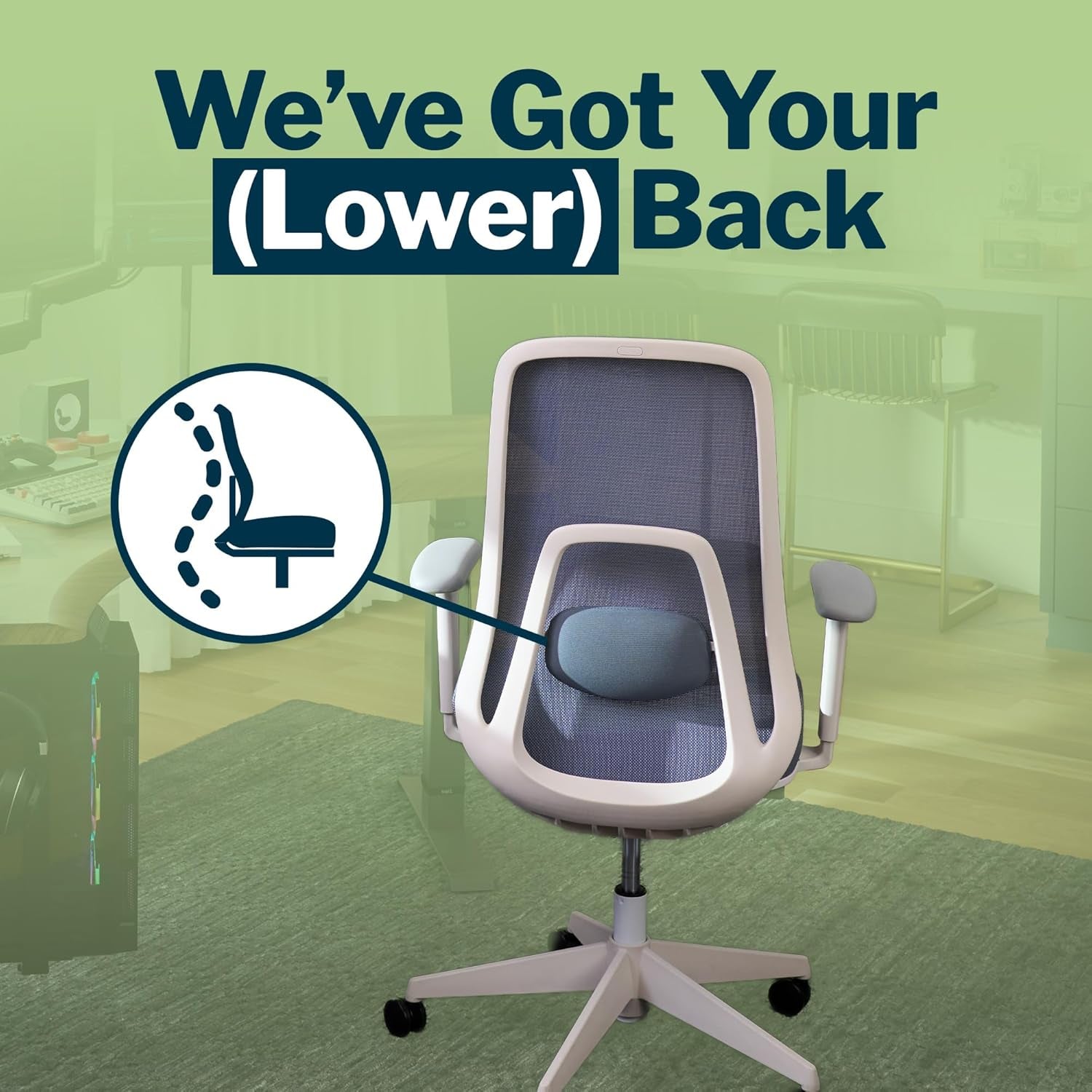Ascent Ergonomic Desk Chair for Home Office with Wheels, Breathable Mesh Back, Lumbar Support, Adjustable Seat Depth & Height, 20 Degree Tilt Function – Easy Assembly (Cloud White/Steel Blue)