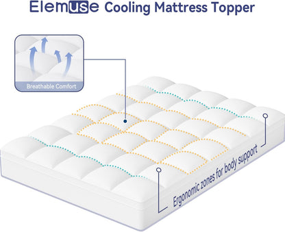 Queen Mattress Topper for Back Pain, Extra Thick Mattress Pad Cover, Plush Soft Pillowtop with Elastic Deep Pocket, Overfilled down Alternative Filling