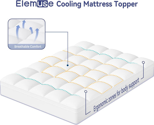 Queen Mattress Topper for Back Pain, Extra Thick Mattress Pad Cover, Plush Soft Pillowtop with Elastic Deep Pocket, Overfilled down Alternative Filling