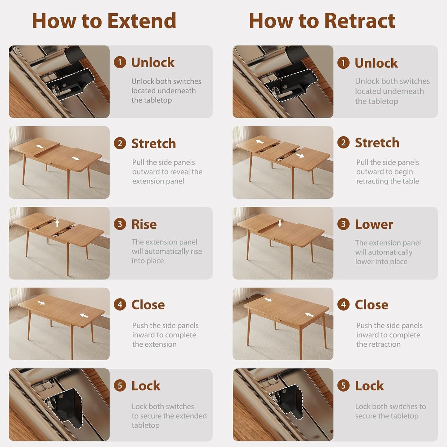 Solid Wood Extendable Dining Table for 4-8 People with Seamless Extension from 47.2 to 63 Inches, Easy Assembly, Expandable Tables for Small Spaces, Dining Room, Kitchen, Living Room, Black
