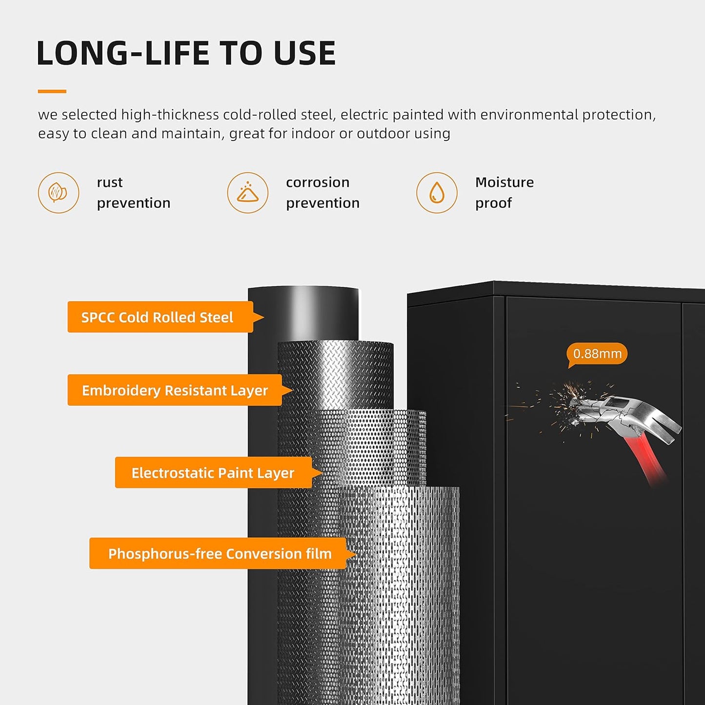 Metal Wardrobe Cabinets with Lock, 72" Clothing Storage Cabinets with Hanging Rod and 4 Adjustable Shelves, Armoire Wardrobe for Office, School, Employee, Government (Black)