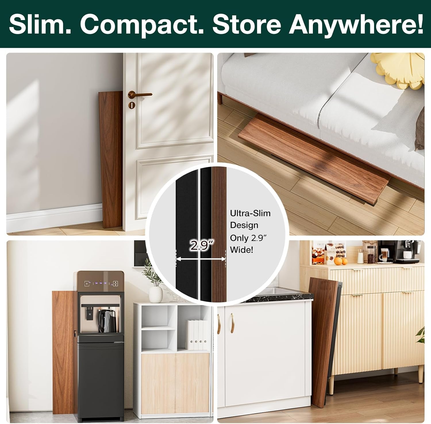 Small Folding Computer Desk – Portable 35.8 Inch Foldable Laptop Table, Collapsible and Compact for Easy Storage and Fast Setup, Lightweight for Small Spaces, Craft and Study Use, Dark Walnut