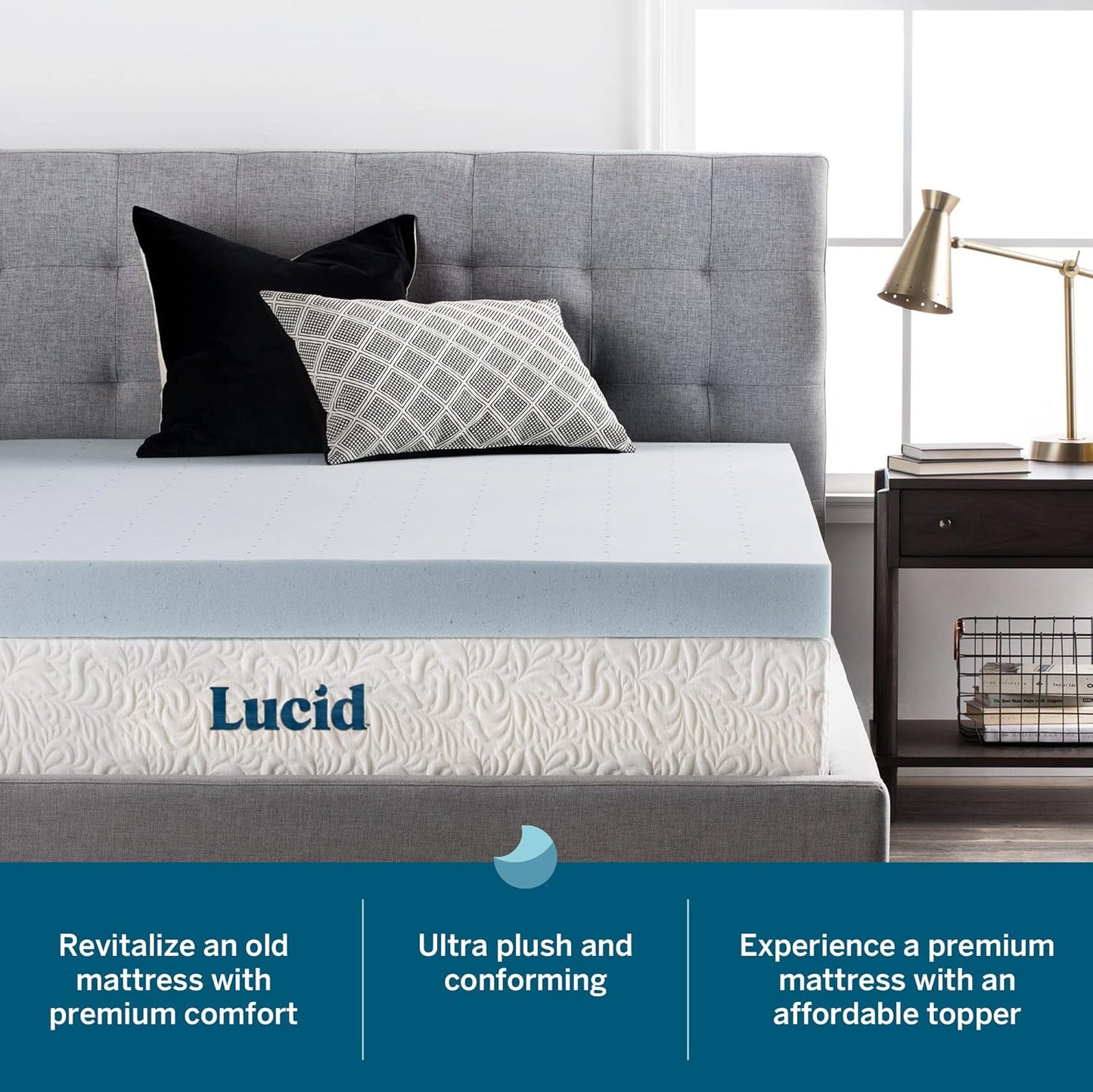 4 Inch Gel Memory Foam Mattress Topper-Ventilated Design-Ultra Plush-Queen