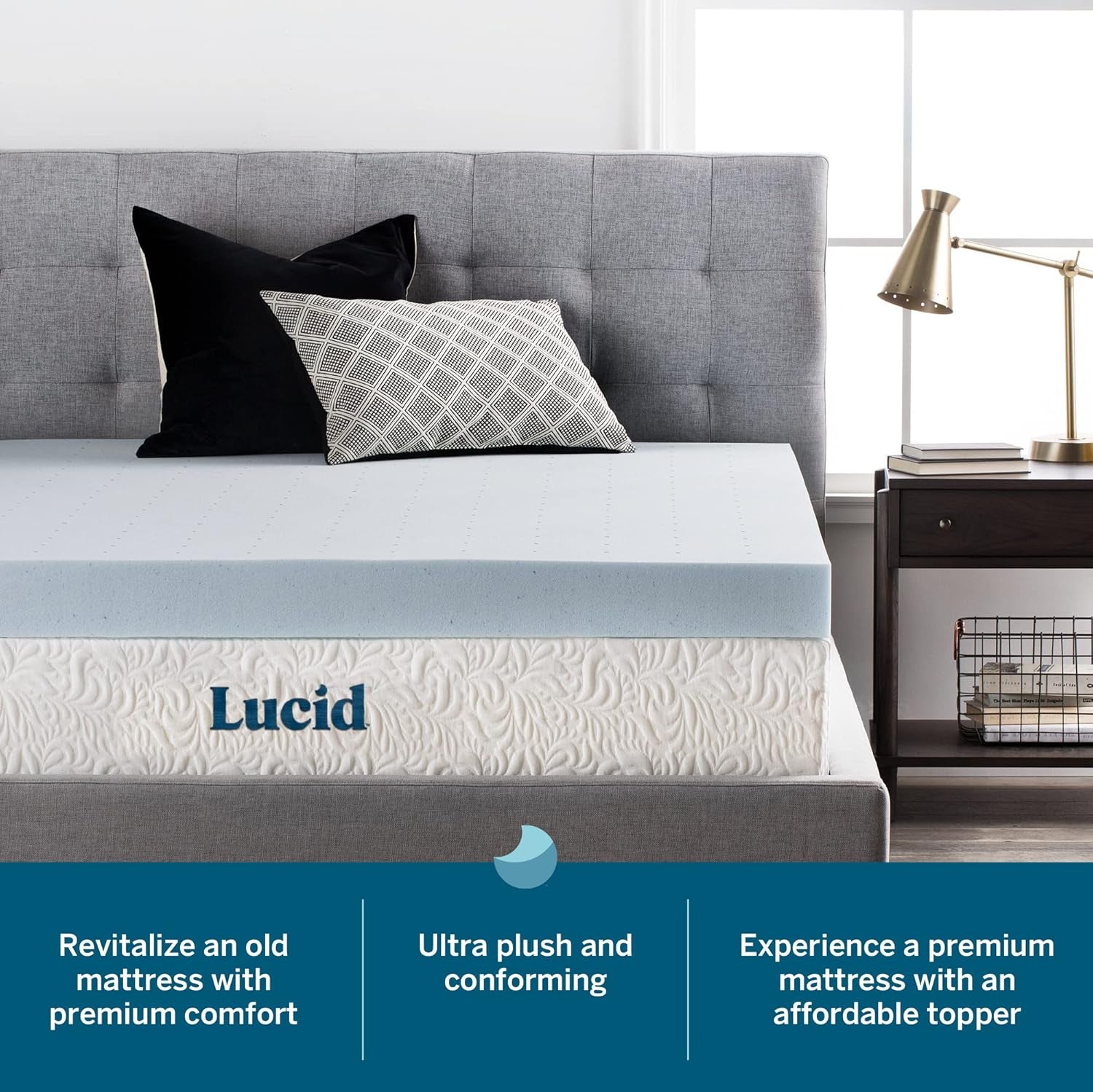 4 Inch Gel Memory Foam Mattress Topper-Ventilated Design-Ultra Plush-Queen