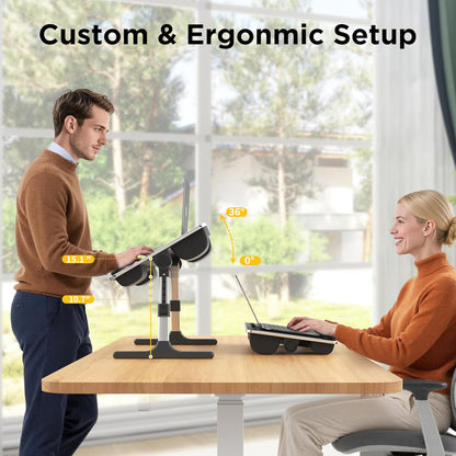 2-In-1 Lap & Bed Desk with Soft Cushions - Adjustable Height & Angle, Foldable Laptop Stand for Bed & Couch - Wrist Rest, Ipad Holder, Stopper & Non-Slip Leather - Bed Table for Adults & Kids