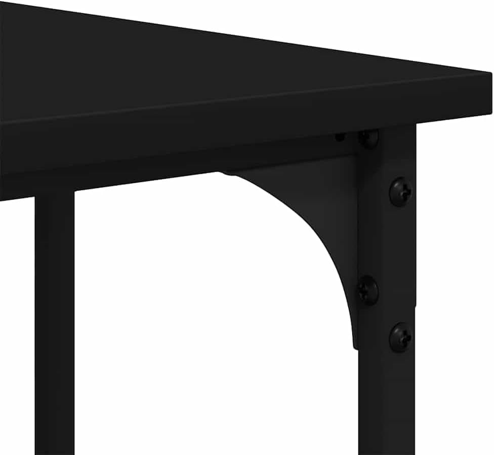 L-Shaped Computer Desk, 54.7-Inch Corner Gaming Table, Black Engineered Wood & Steel Frame, Adjustable Feet for Home Office, Modern Study Writing Workstation
