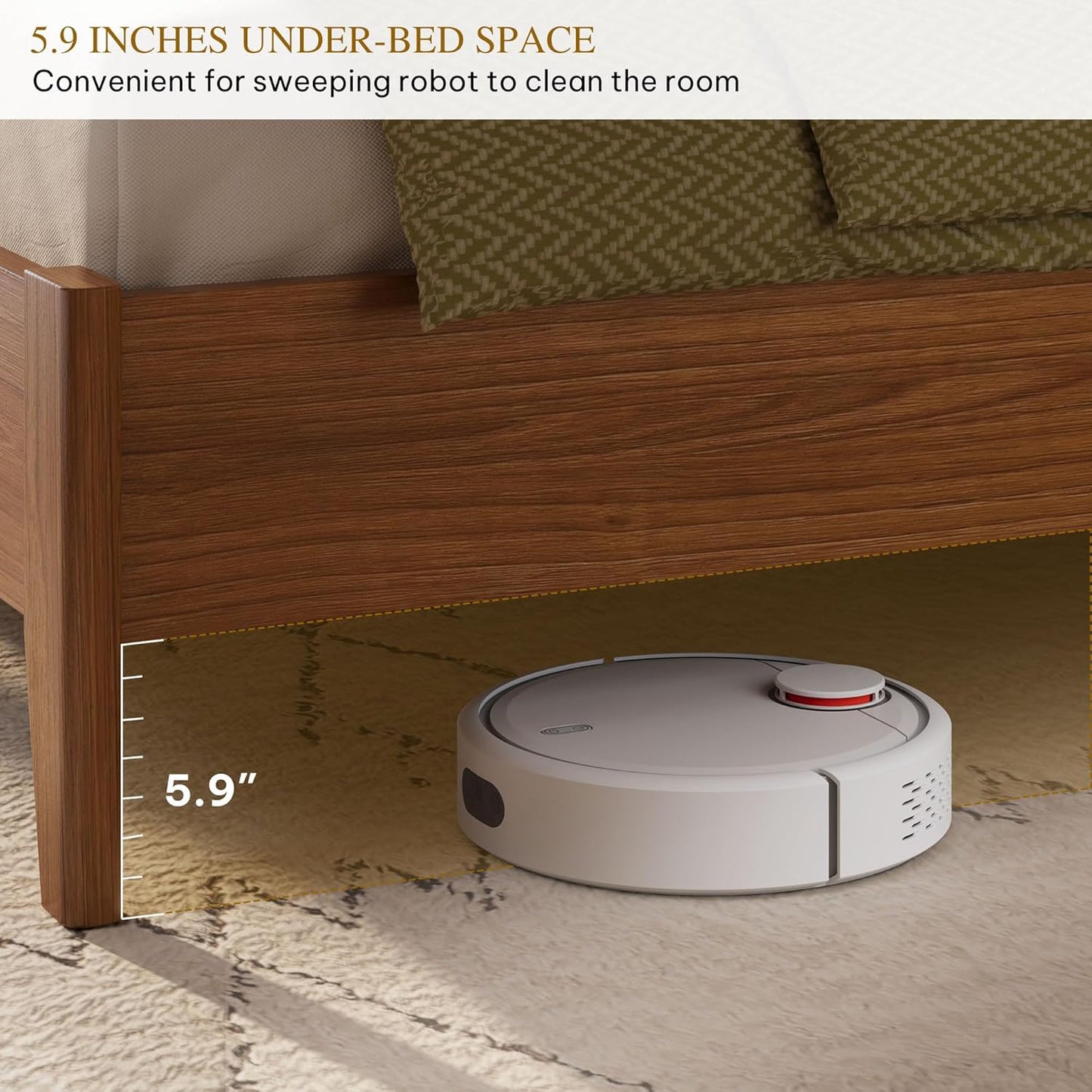 Wood King Size Bed Frame with Adjustable Headboard, Farmhouse Bed Frame with Solid Wood Slats Support, No Box Spring Needed, 12 Strong Wood Slat Support, Easy Assembly, Rustic Brown