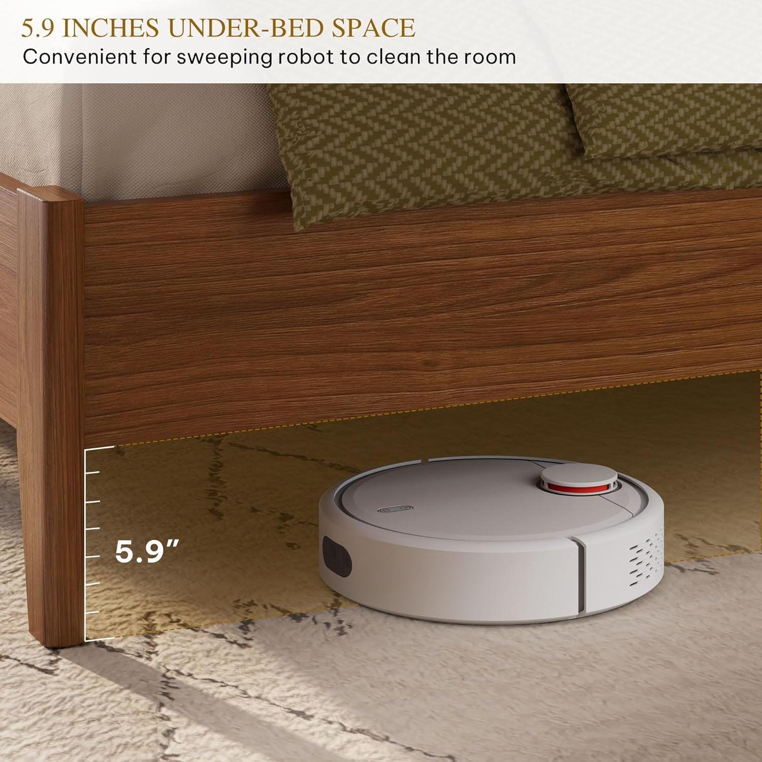 Wood King Size Bed Frame with Adjustable Headboard, Farmhouse Bed Frame with Solid Wood Slats Support, No Box Spring Needed, 12 Strong Wood Slat Support, Easy Assembly, Rustic Brown