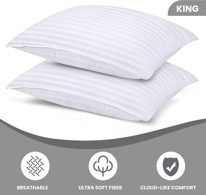 Bed Pillows for Sleeping King Size (White), Set of 2, down Alternative Pillow for Sleeping, Cooling Hotel Quality Pillow Set for Back, Stomach or Side Sleepers