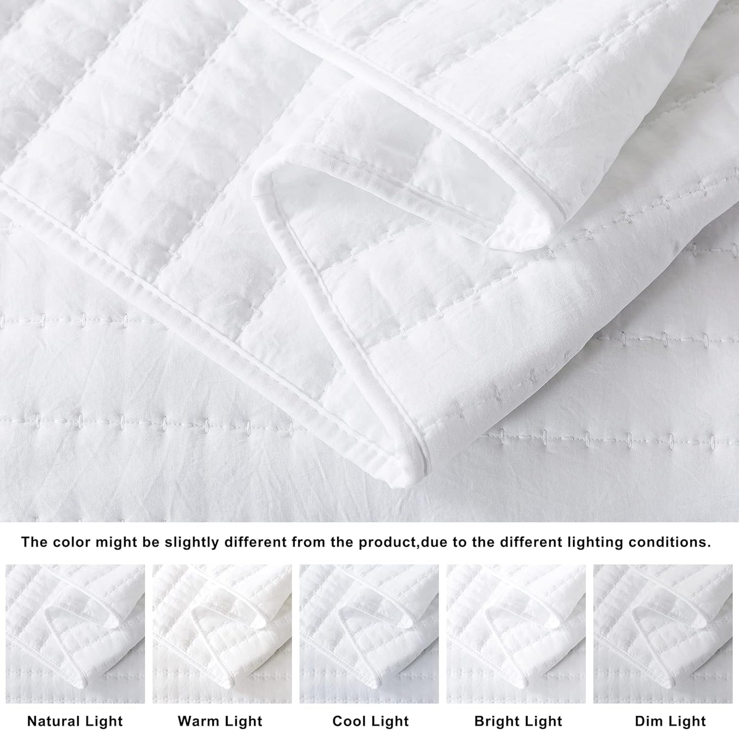 White King Size Quilt Bedding Sets with Pillow Shams, Lightweight Soft Bedspread Coverlet, Quilted Blanket Thin Comforter Bed Cover for All Season, 3 Pieces, 104X90 Inches