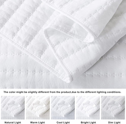 White King Size Quilt Bedding Sets with Pillow Shams, Lightweight Soft Bedspread Coverlet, Quilted Blanket Thin Comforter Bed Cover for All Season, 3 Pieces, 104X90 Inches