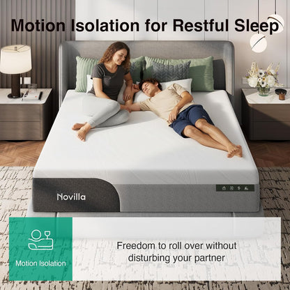 Queen Mattress 14 Inch, Gel Queen Memory Foam Mattress in a Box with Cool-Touch Nylon Cover for Cooling Night Sleep, Pain Relief & Spinal Support with Comfort Foam, Certipur-Us Certified