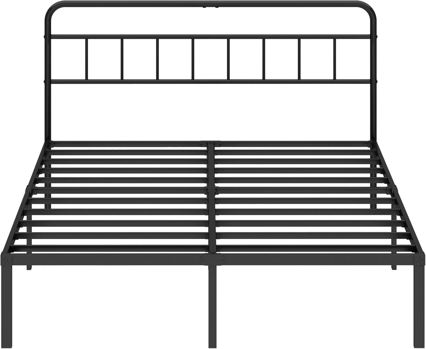 Queen Bed Frame with Classic Headboard,Strong Metal Slats Support,Under Bed Storage Space,No Box Spring Needed,Easy to Assemble,Black
