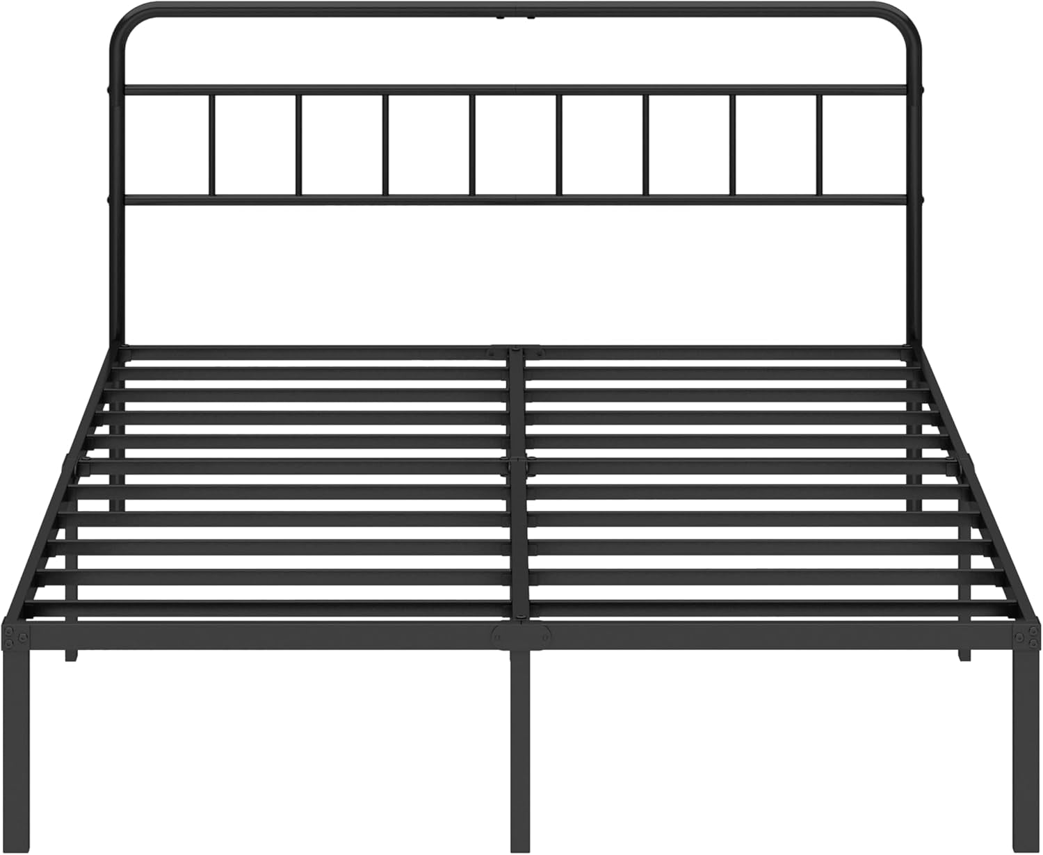 Queen Bed Frame with Classic Headboard,Strong Metal Slats Support,Under Bed Storage Space,No Box Spring Needed,Easy to Assemble,Black