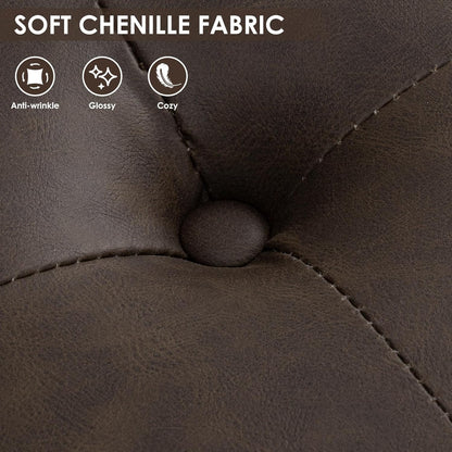 35 Inch Square Ottoman with Storage, Large Leather Ottoman Coffee Table, Lift-Top Leather Ottomans, Multi-Function Storage Bench and Foot Rest, Dark Brown
