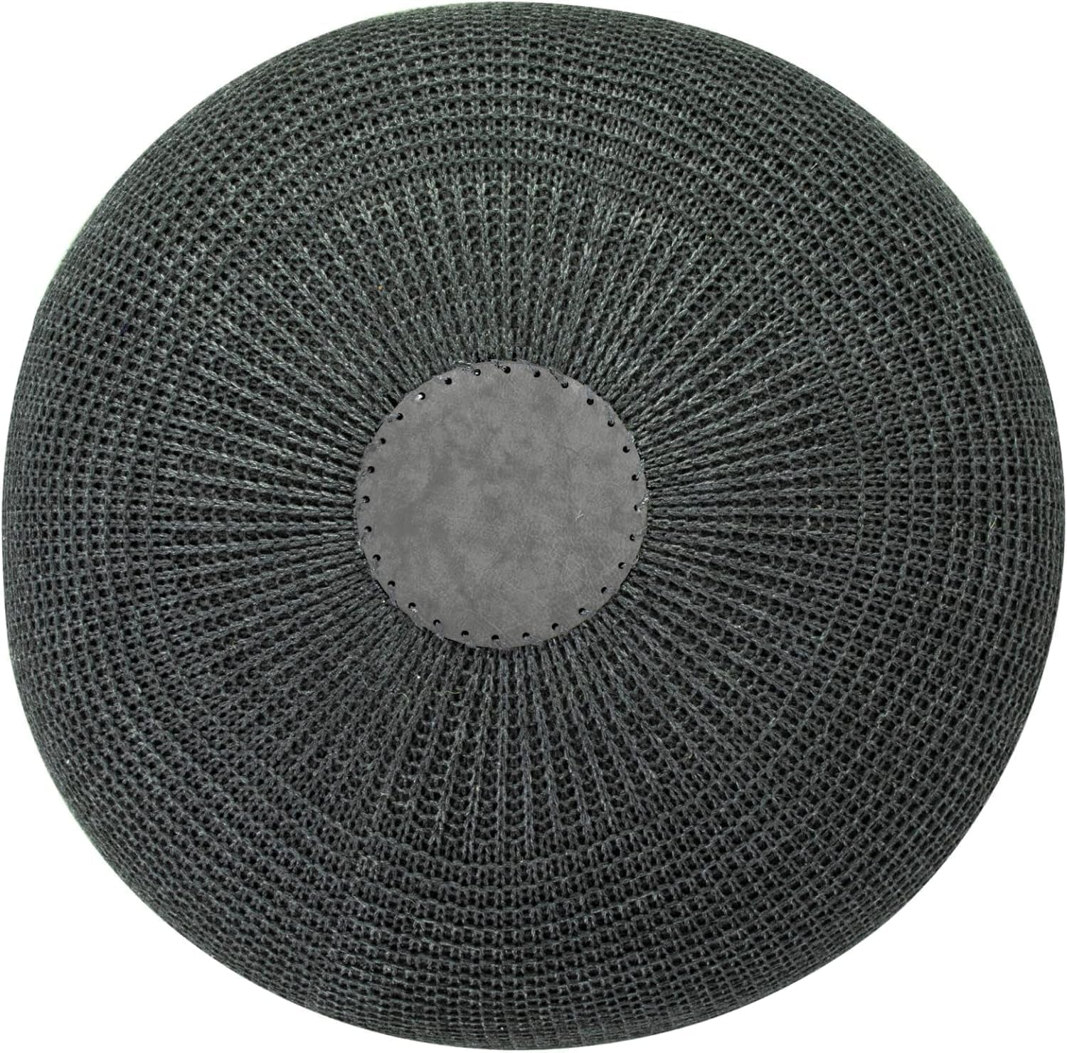 Large Ottoman Foot Stool, Knitted Foot Rest, round Pouf Chair, Modern Living Room Furniture Bean Bag, Room Decor, Bedroom Footstool, Boho Pouffe, Home Decor Poof, 20"W X 15"H, Anthracite