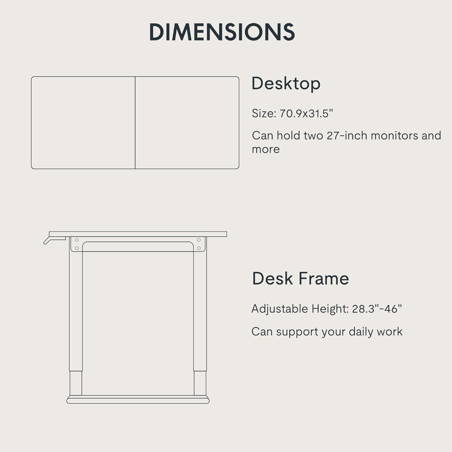 4 Leg Standing Desk 71 X 32 Inch Electric Adjustable Height Sit Stand Desk with Splice Board Home Office Desk, Black Top + Black Frame