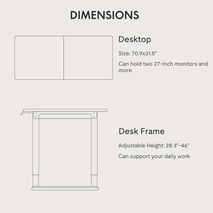 4 Leg Standing Desk 71 X 32 Inch Electric Adjustable Height Sit Stand Desk with Splice Board Home Office Desk, Black Top + Black Frame
