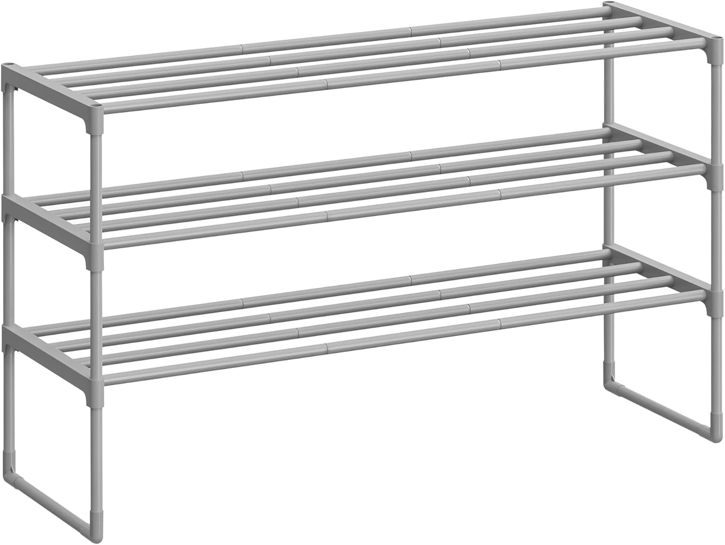 Shoe Rack, 3-Tier Shoe Organizer, Metal Storage Shelf, Upright or Upside Down, for 16-20 Pairs, Stackable, for Entryway, 11.8 X 36.2 X 21.7 Inches, Black ULSA303B02