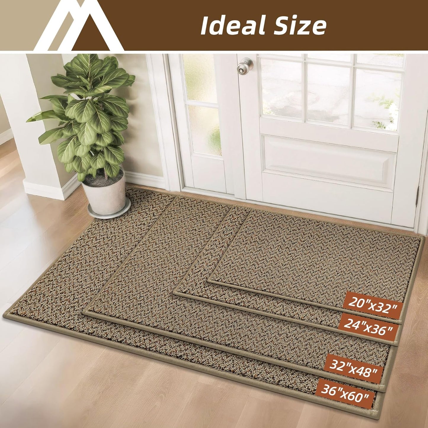 -Door-Mat 20" X 32" Non Slip Absorbent Entryway Rugs Dirt Trapper Doormats Washable Entrance Mats Low Pile Welcome Floor Mat for Front Back Door and Entry Mats,Taupe