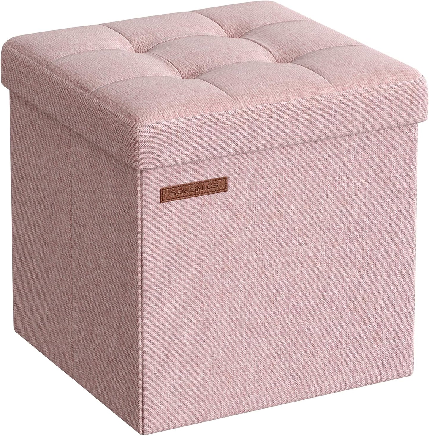 Storage Ottoman, Foldable Small Ottoman Foot Rest, 11.8 Inches Foot Stool, Cube Ottoman with Storage, Load up to 286 Lb, for Living Room, Bedroom, Dorm, Ink Black ULSF028B01