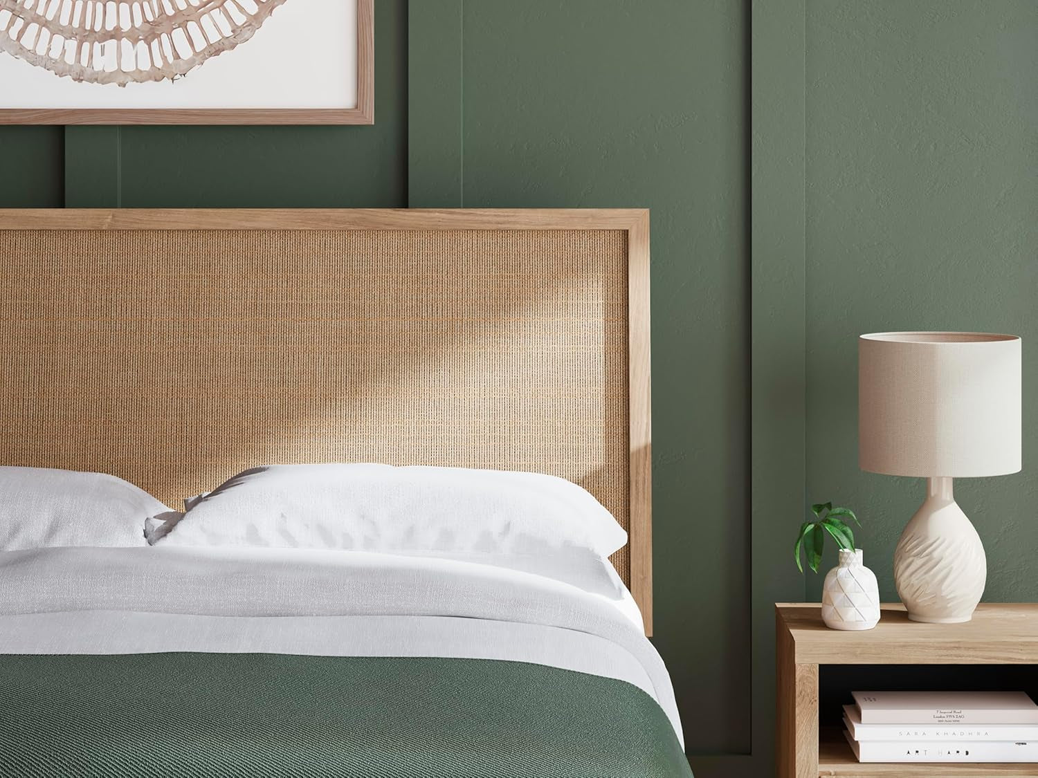 Cielden Farmhouse Queen Panel Platform Bed, Foundation or Box Spring Not Needed, Light Brown