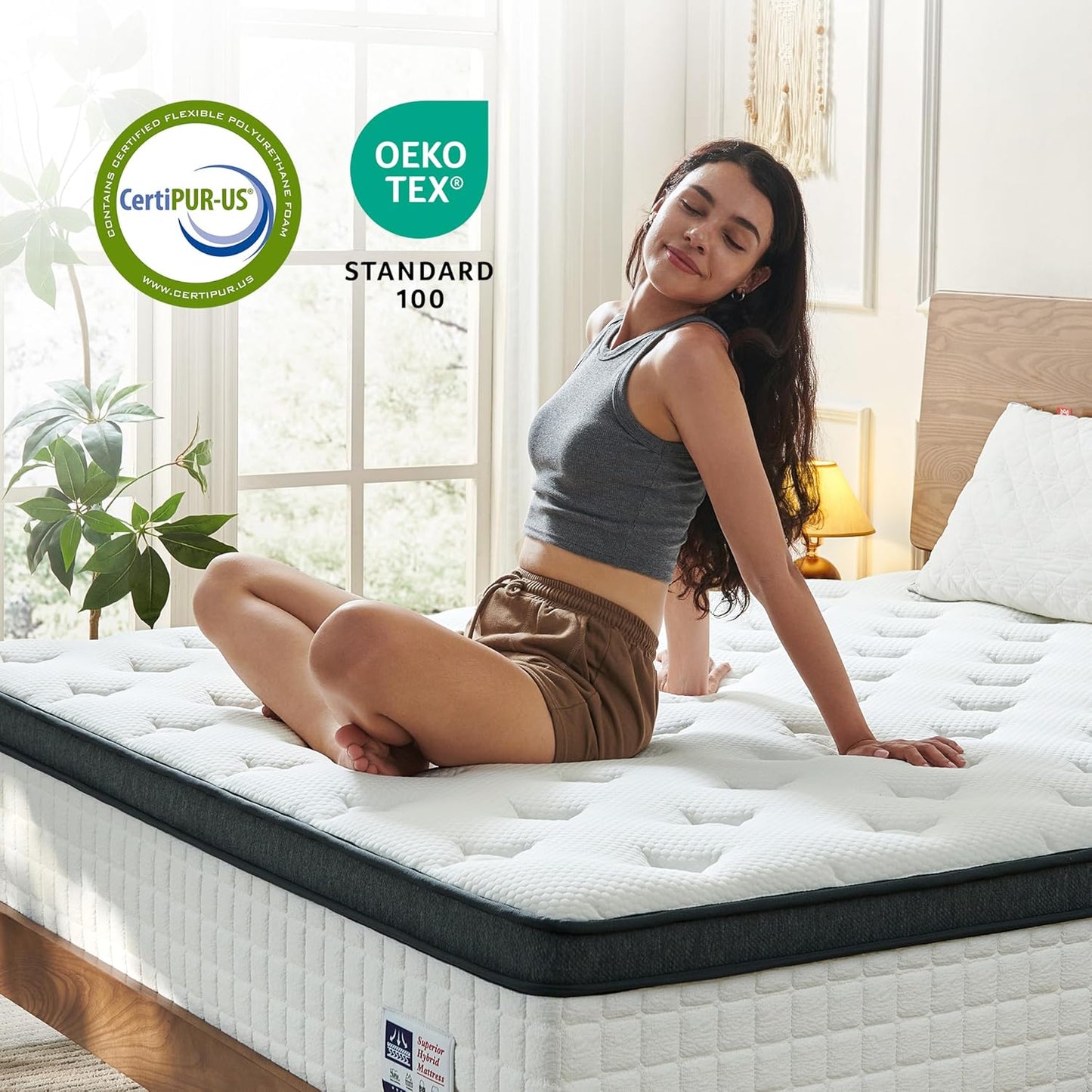 14 Inch King Size Mattress in a Box, Luxurious Hybrid Mattress with Pressure Relieving Memory Foam and Individual Pocket Innerspring Coils for Balanced Feel, Certipur-Us Certified