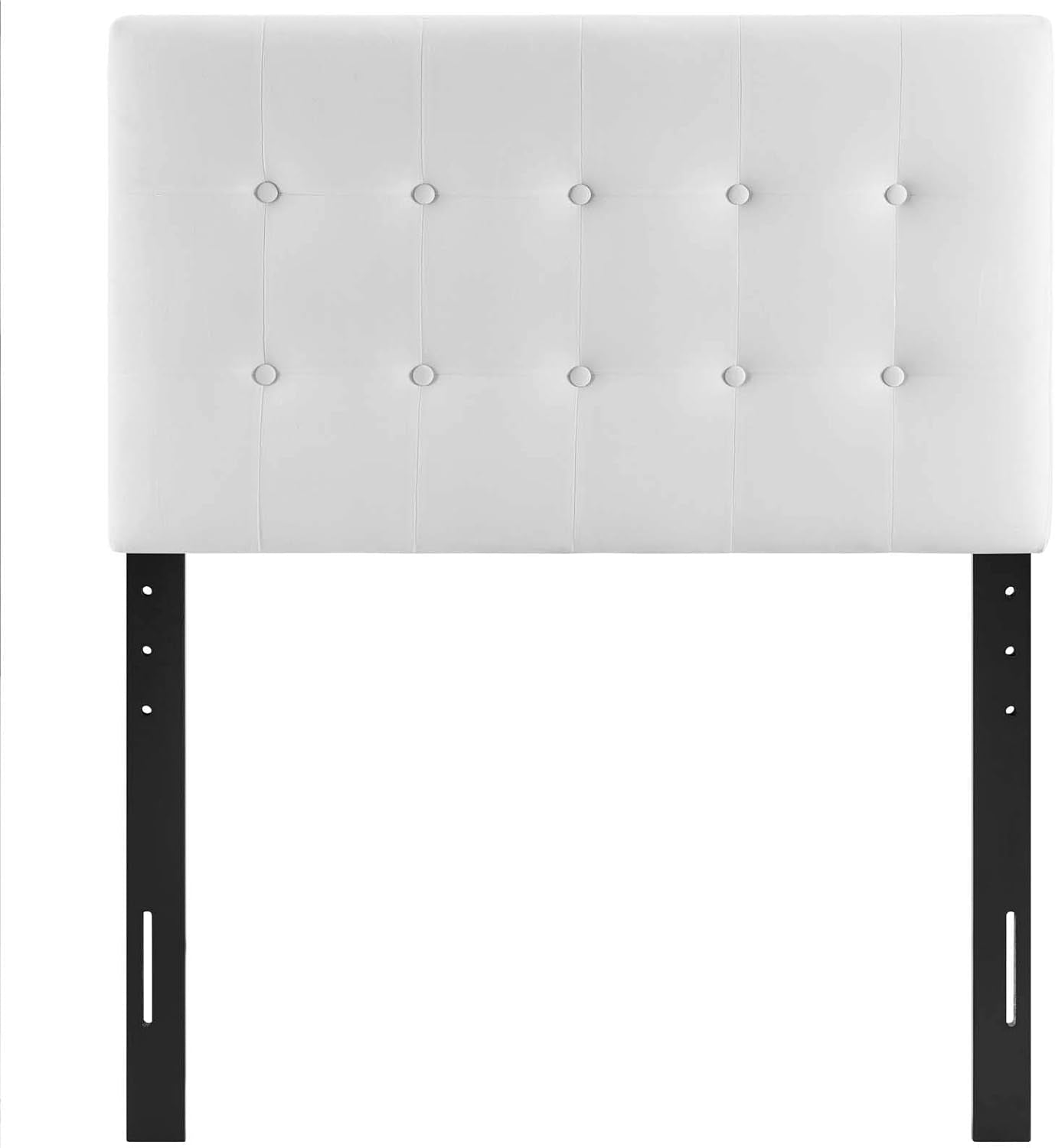 Emily Twin Biscuit Tufted Performance Velvet Headboard, White