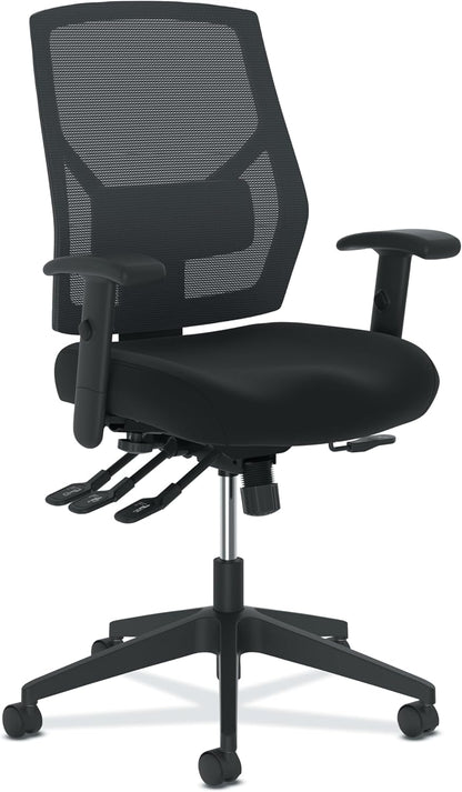 Crio High Back Office Chair, Ergonomic Office Chair with Adjustable Arms and Back Support, 360° Swivel, Asynchro-Tilt Recline, Black