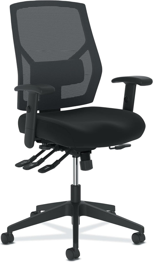 Crio High Back Office Chair, Ergonomic Office Chair with Adjustable Arms and Back Support, 360° Swivel, Asynchro-Tilt Recline, Black