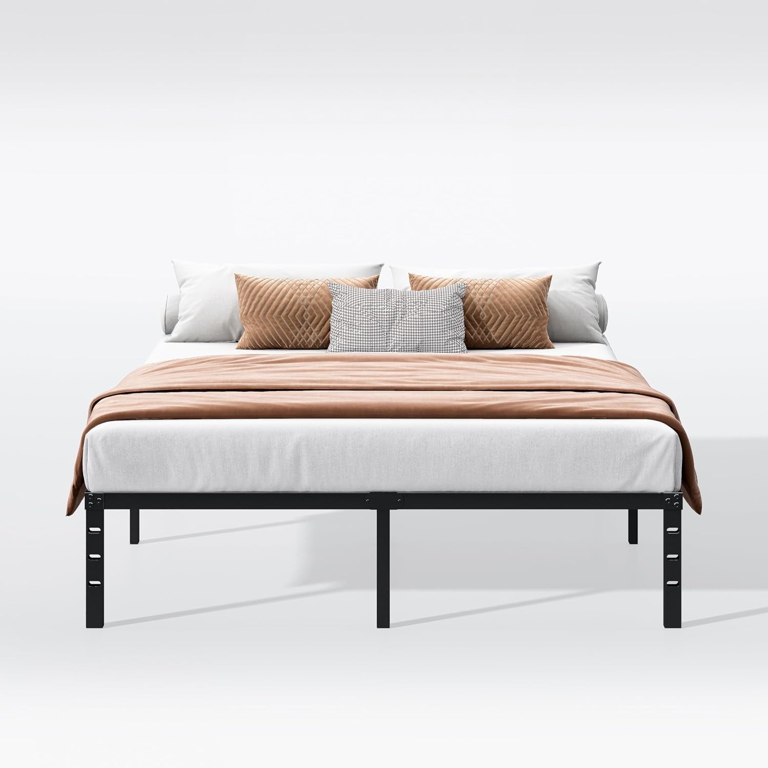 14 Inch Queen Bed Frame - Sturdy Metal Platform Queen Size, No Box Spring Needed, Heavy Duty, Easy Assembly, Strong Bearing Capacity, under Bed Storage, Black
