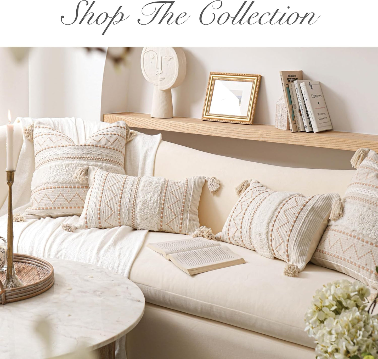 Cream Decorative Lumbar Throw Pillow Cover 14X36 Boho Long Cushion for Bed Neutral Accent Farmhouse Pillowcase for Bedroom Living Room Couch Sofa Home Décor (Cover ONLY, Pack of 1)