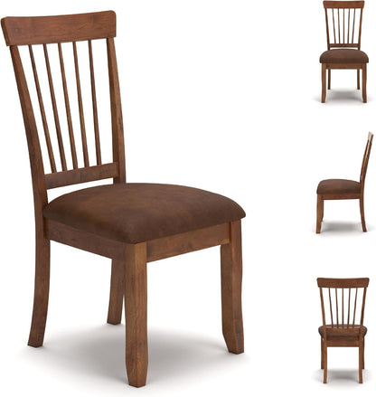 Berringer Dining Chairs Set of 2, Classic Wood Spindle-Back Design, Cushioned Microfiber Seat, Rustic Finish for Kitchen & Dining Room Chair, Walnut