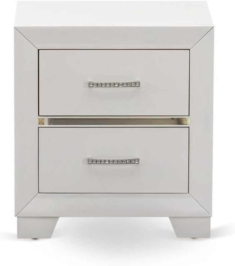 PA05-Q2N000 Pandora 3-Piece Bedroom Set with an Adjustable LED Lighting Headboard Queen Size Bed 2 Modern Nightstands - White Finish