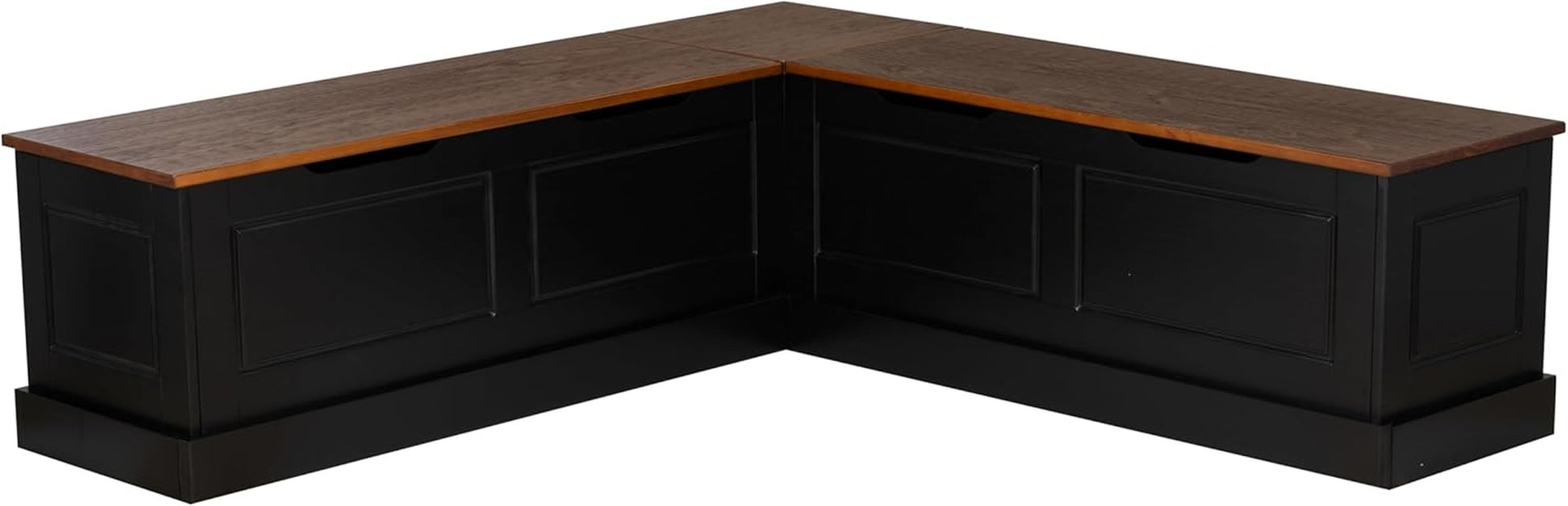 Harris Black and Walnut Backless Kitchen Dining Nook with Hidden Storage Bench Space