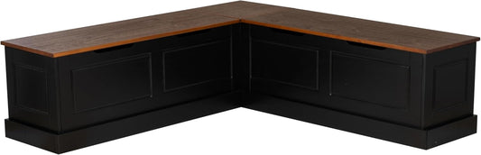 Harris Black and Walnut Backless Kitchen Dining Nook with Hidden Storage Bench Space