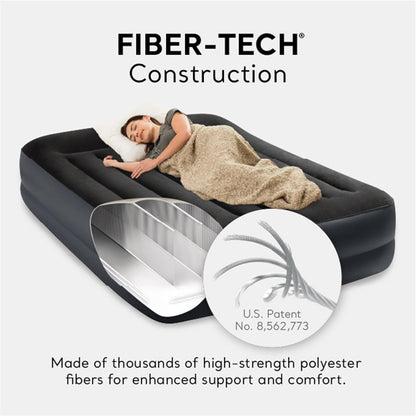 Air Mattress, 64123ED Dura-Beam plus Pillow Rest Fiber-Tech – Queen Size – Built-In Electric Pump – 16.5In Bed Height – 600Lb Weight Capacity