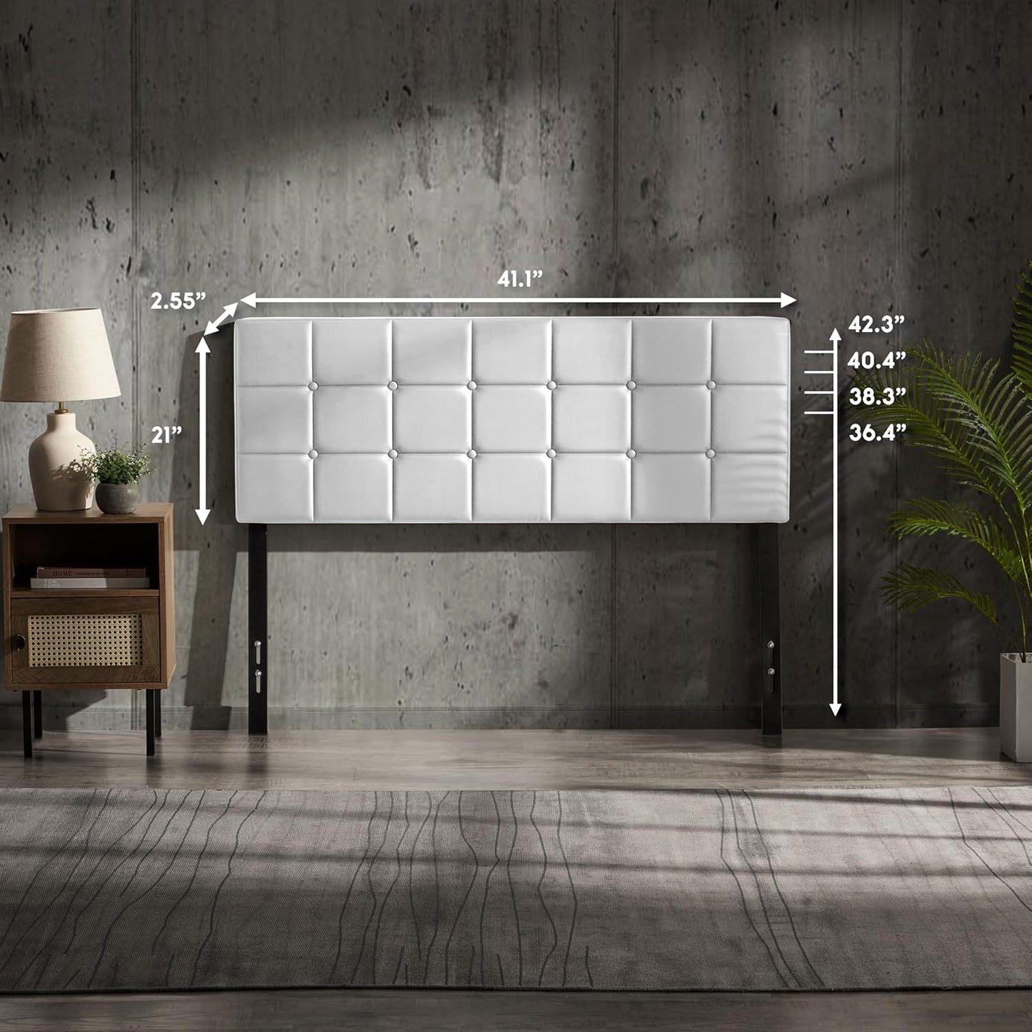 Twin Headboard Only, Button Tufted Headboards, Upholstered Bed Headboard, Wall Mounted, Adjustable Height 34”-42”, Modern Headboard Twin Size, White