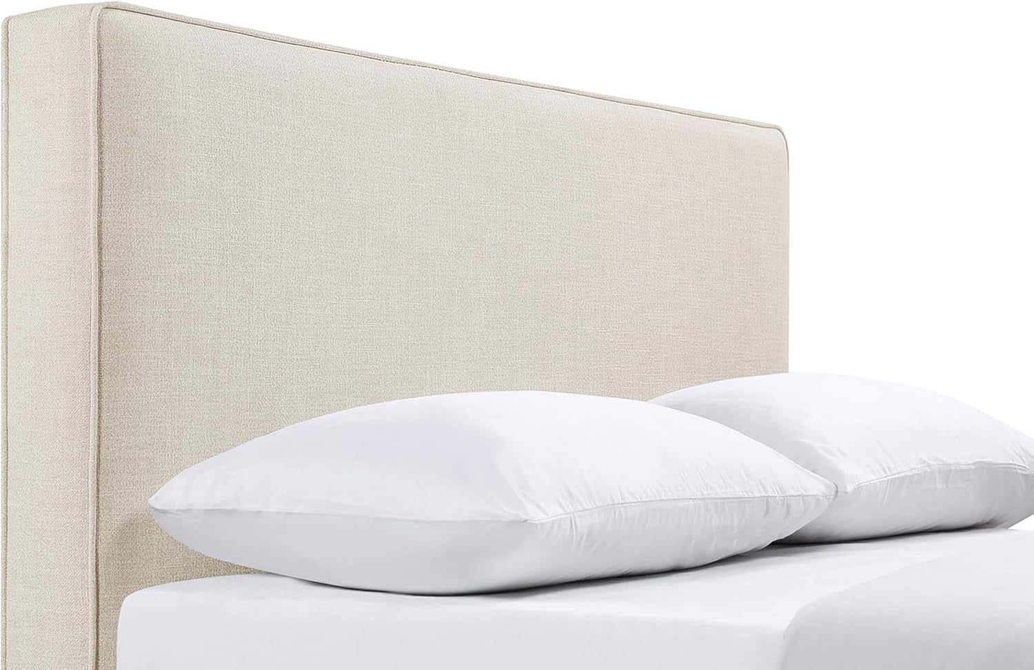 Home Furnishings - Kosmo - Pine Wood - Upholstered Panel Headboard with Self-Welt Details, Foam Padding and Transitional Style - Bedroom - Eastern/California King Size - Sand - 315993K