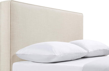 Home Furnishings - Kosmo - Pine Wood - Upholstered Panel Headboard with Self-Welt Details, Foam Padding and Transitional Style - Bedroom - Eastern/California King Size - Sand - 315993K