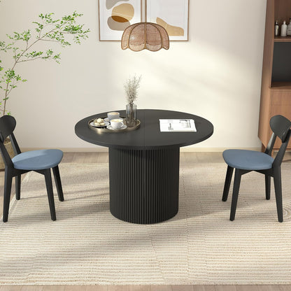 41 In-78 in Extendable Dining Room Table for 4-8, round Expandable Kitchen Table with Fluted Base, Modern Oval Dinner Tables for Dining Room Kitchen Living Room (Black)