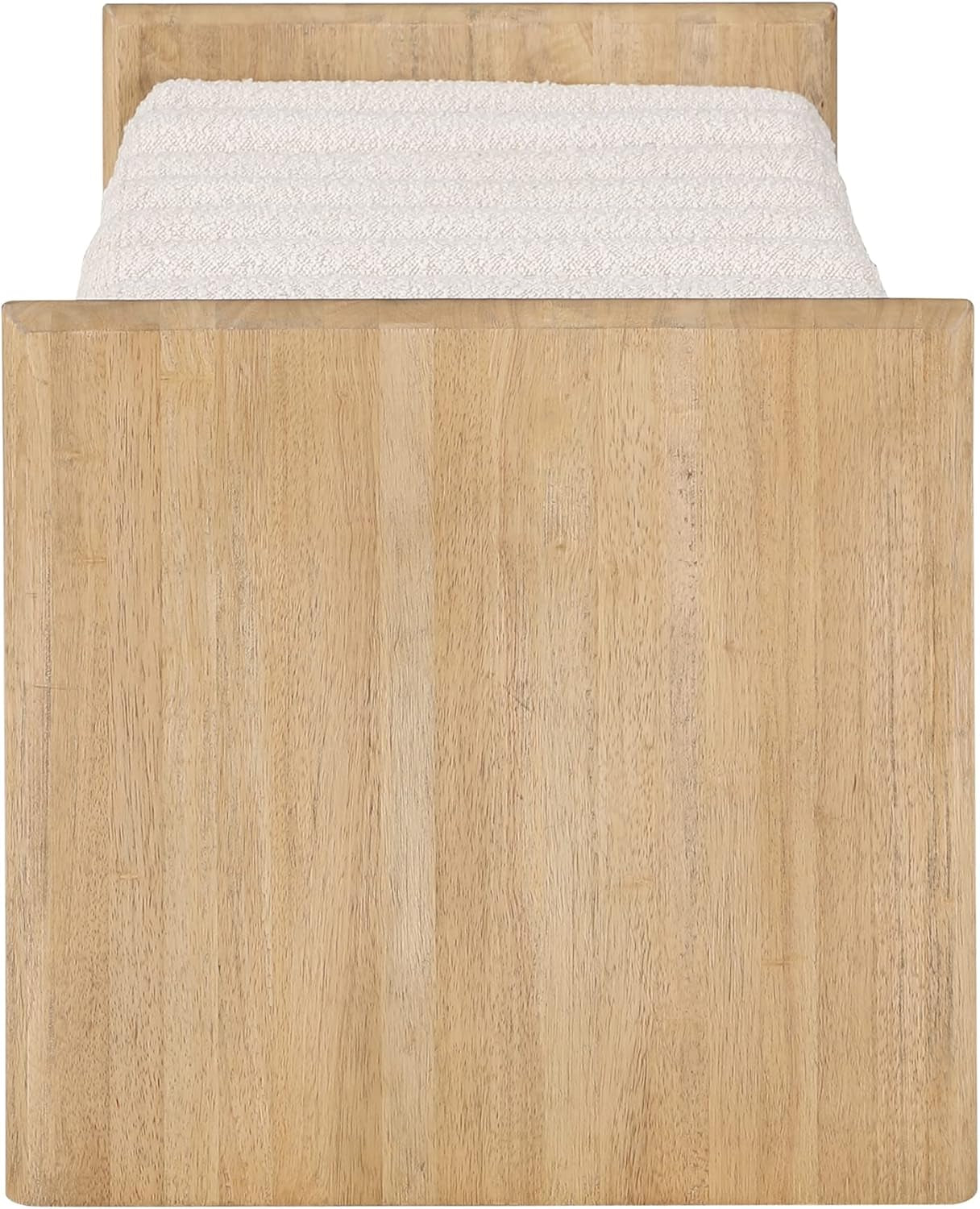 179Cream Waverly Collection Modern | Contemporary Bench with Solid Wood Rich Natural Finish, Luxurious Cream Boucle Fabric, 52" W X 19" D X 18" H, Cream