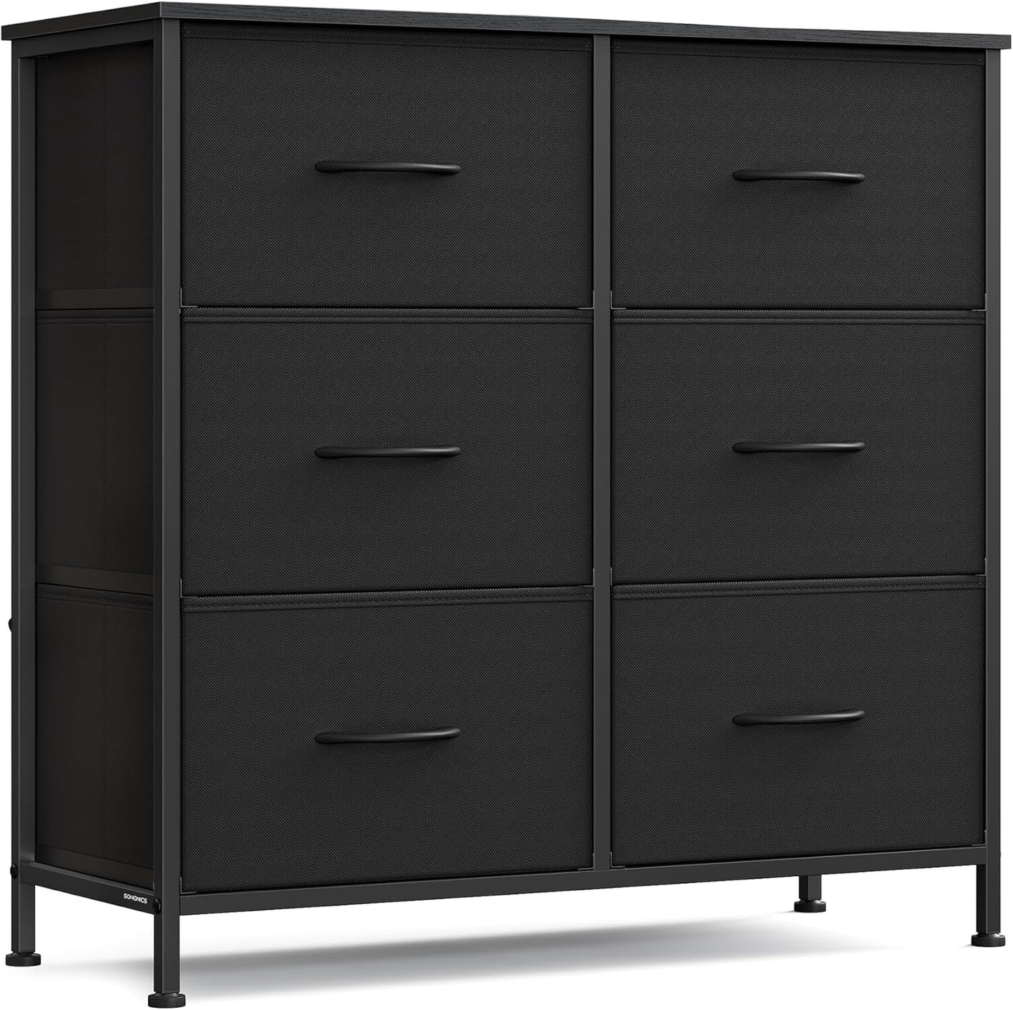 Dresser for Bedroom, Chest of Drawers, TV Stand, Steel, MDF, 5 Non-Woven Fabric Drawers, Storage Organizer Unit, Closet, Entryway, Ink Black and Ebony Black ULGS322B01S