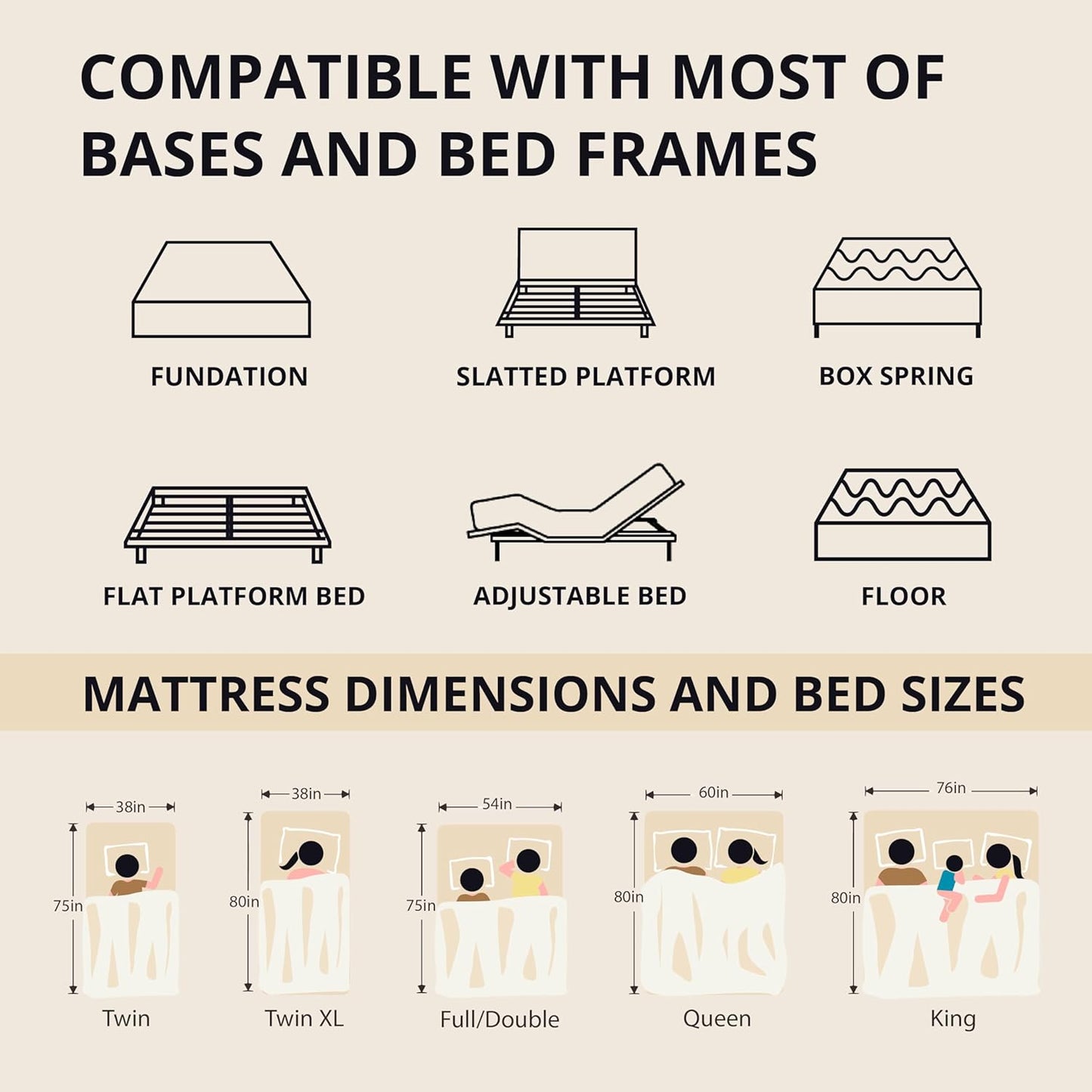 EGOHOME 14 Inch King Size Memory Foam Mattress for Back Pain, Cooling Copper Gel Bed in a Box, Foam Made in USA, Certipur-Us Certified, Therapeutic Medium Firm, 76X80X14 Black