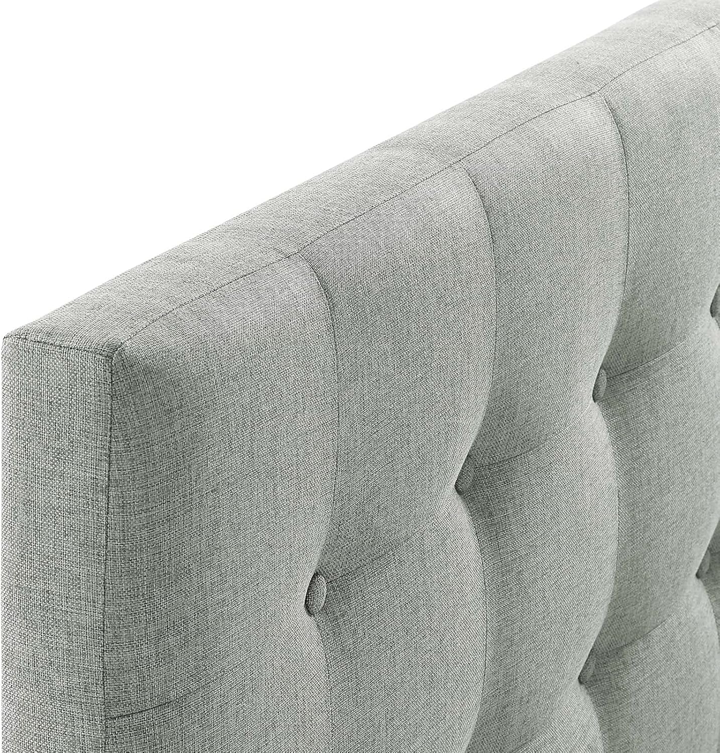 Emily Tufted Button Linen Fabric Upholstered Full Headboard in Gray