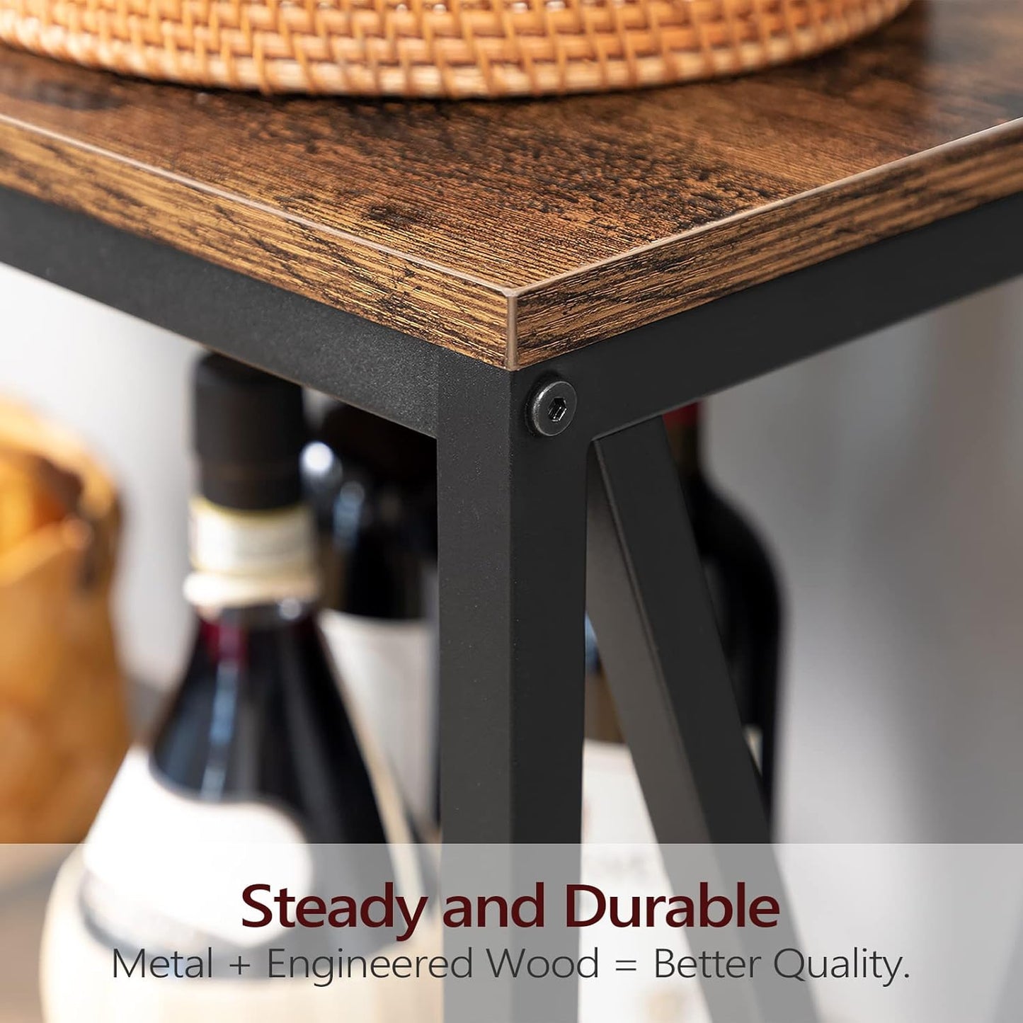 55" Sofa Table, Industrial Console Table, 3-Tier Narrow Side Table with Open Shelves, Foyer Table for Entryway, Hallway, Kitchen, Living Room and Bedroom, Rustic Brown CTHR80401